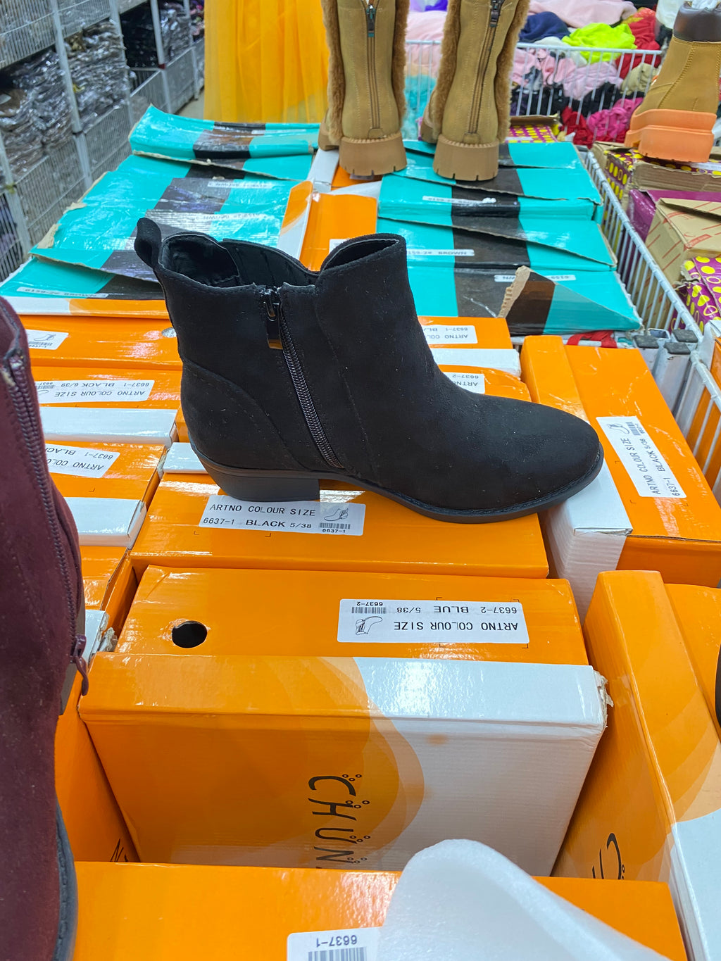 Chunky Block Mid Heel Ankle Boots Side Zipper Booties