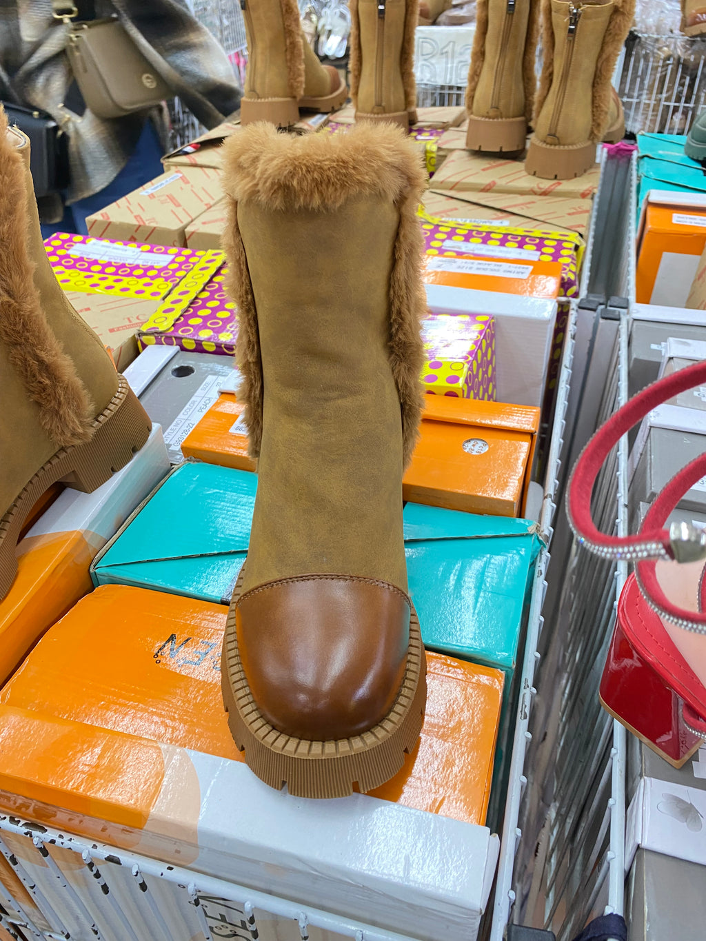 Brown female winter boots