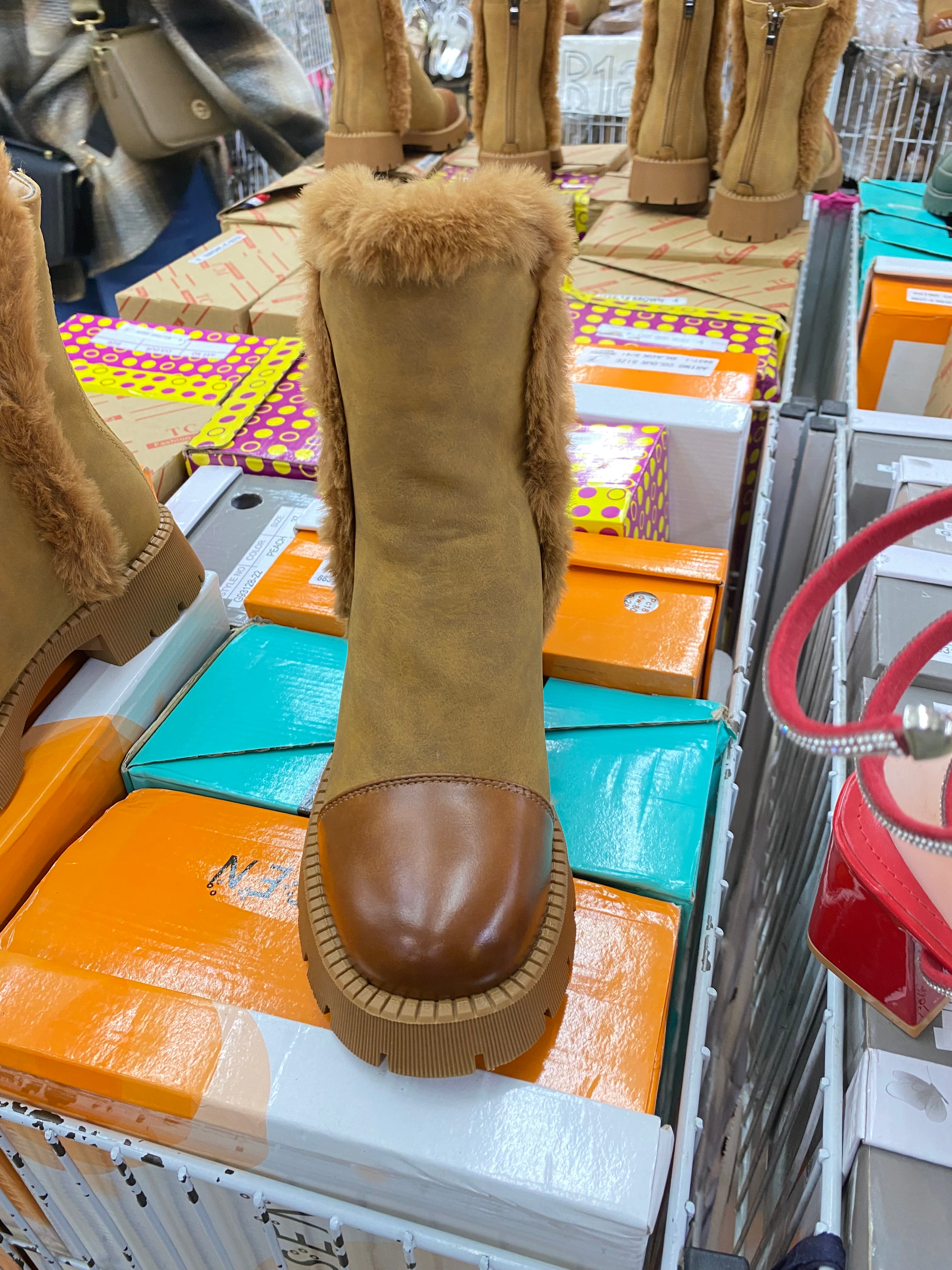 Brown female winter boots