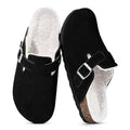 Fuzzy Suede Clogs Black