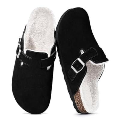Fuzzy Suede Clogs Black