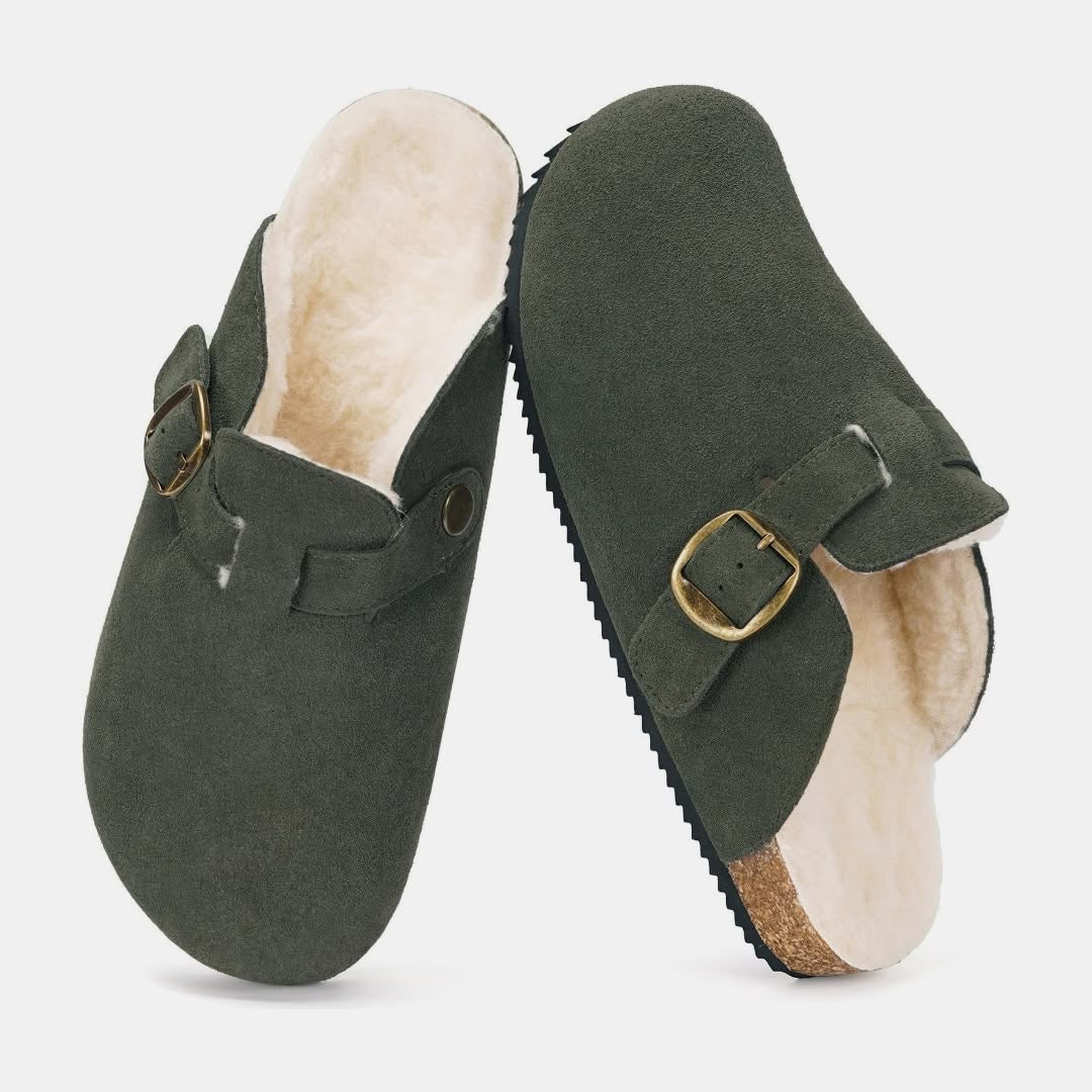 Fuzzy Suede Clogs Green